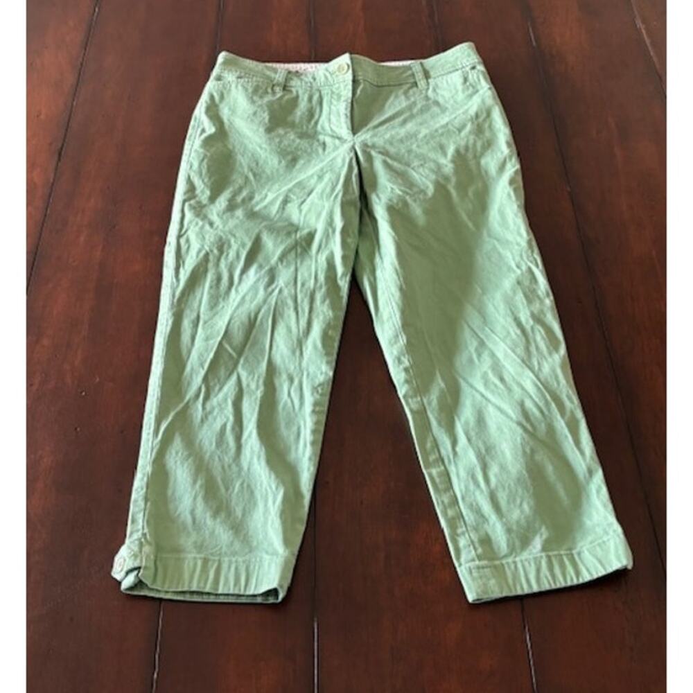 Talbots Size 4 Perfect Crop‎ Pant Cotton Chino Olive Green